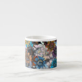 青と茶色の花柄 エスプレッソカップ (正面)