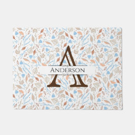 青と茶色の離れ |モノグラム秋ドアマット ドアマット