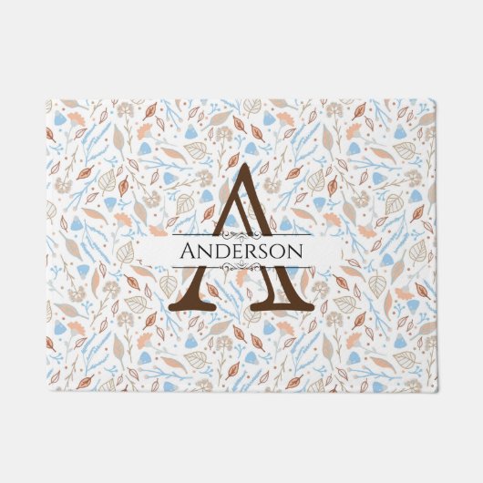 青と茶色の離れ |モノグラム秋ドアマット ドアマット (正面)