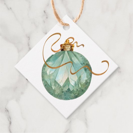 青と華美金ゴールドクリスマス装飾ギフトラベル フェイバータグ (正面)