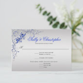 青と華美銀のフローラ渦巻き旋回RSVP 出欠カード (スタンド正面)