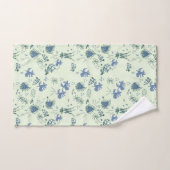 青と薄い緑のバスのボタニカルモスプリント バスタオルセット (ハンドタオル)