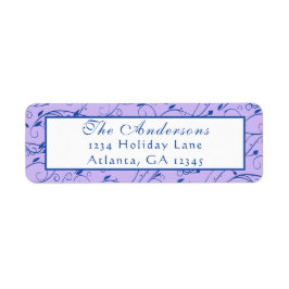 青と薄紫のフローラ結婚 ラベル