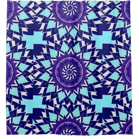 青と藍の曼荼羅 シャワーカーテン (正面)