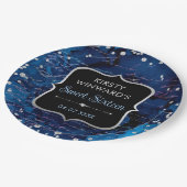 青と虹色のグリッター文字スウィート16 ペーパープレート (アングル)