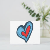 青と赤いハート ポストカード (スタンド正面)