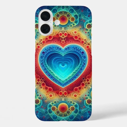 青と赤とオレンジと黄色のサイケデリックハート Case-Mate iPhoneケース (裏面)