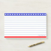 青と赤と白の線が入ったスターヘッダー ポストイット (デスク)