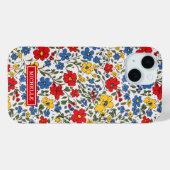 青と赤と黄色のいたずらな花のモノグラム Case-Mate iPhoneケース (裏面 (横))