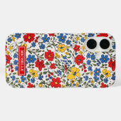 青と赤と黄色のいたずらな花のモノグラム Case-Mate iPhoneケース (裏面 (横))