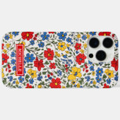 青と赤と黄色のいたずら描きの花のモノグラム Case-Mate iPhoneケース (裏面 (横))