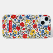 青と赤と黄色のいたずら描きの花のモノグラム Case-Mate iPhoneケース (裏面 (横))