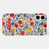 青と赤と黄色のいたずら描きの花のモノグラム Case-Mate iPhoneケース (裏面 (横))