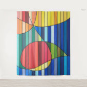 青と赤と黄色の抽象画 タペストリー (正面)
