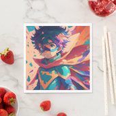 青と赤のアニメスーパーヒーロー少年 スタンダードランチョンナプキン (インサイチュ)