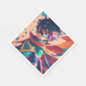 青と赤のアニメスーパーヒーロー少年 スタンダードランチョンナプキン (角)