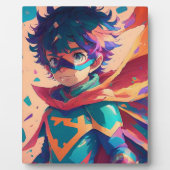 青と赤のアニメスーパーヒーロー少年 フォトプラーク (正面)