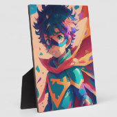 青と赤のアニメスーパーヒーロー少年 フォトプラーク (側面)