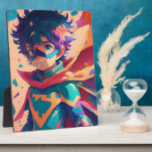 青と赤のアニメスーパーヒーロー少年 フォトプラーク (側面)