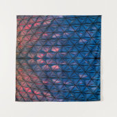 青と赤のキュービスト建物 タペストリー (正面(横))