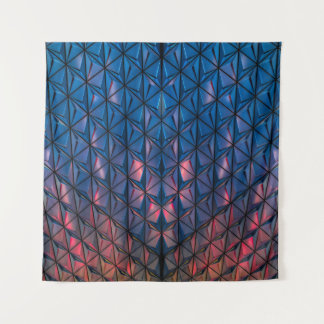 青と赤のキュービスト建物 タペストリー