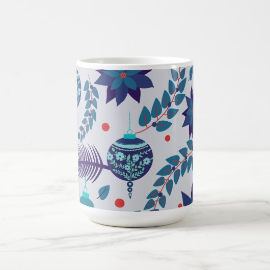 青と赤のクリスマスオーナメントマグカップ コーヒーマグカップ (中央)