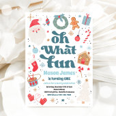 青と赤のクリスマス誕生日パーティー 招待状