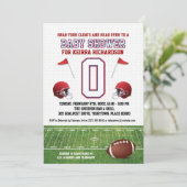 青と赤のサッカーのベビーシャワー 招待状 (スタンド正面)