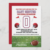 青と赤のサッカーのベビーシャワー 招待状 (正面/裏面)