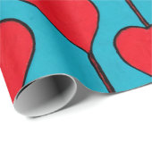 青と赤のシンプルハート ラッピングペーパー (ロールコーナー)