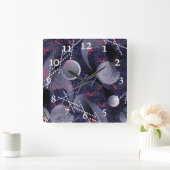 青と赤のジオメトリ抽象化。正方形壁クル スクエア壁時計 (ホーム)