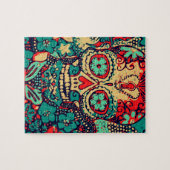 青と赤のスカル ジグソーパズル (横)