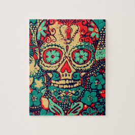 青と赤のスカル ジグソーパズル