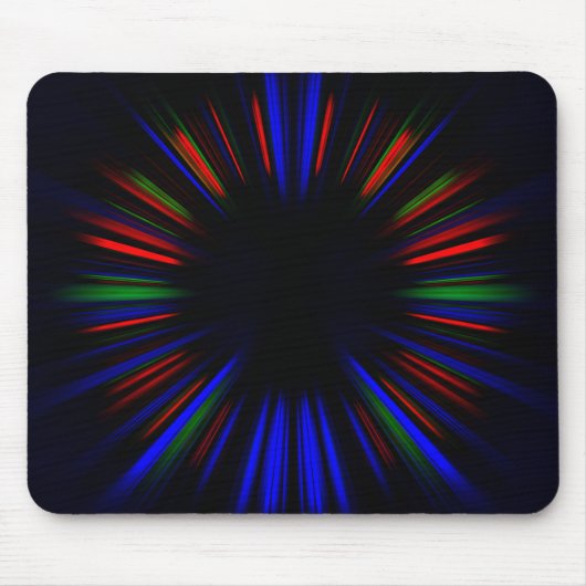 青と赤のスターバストパターン マウスパッド (正面)