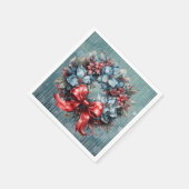 青と赤のスパークリーリースリボン スタンダードカクテルナプキン (角)