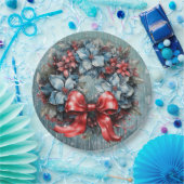 青と赤のスパークリーリースリボン ペーパープレート (パーティー)