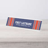 青と赤のスポーツジャージーの名前 – CAN EDIT COLOR デスクネームプレート (正面)