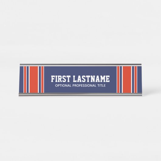 青と赤のスポーツジャージーの名前 – CAN EDIT COLOR デスクネームプレート (正面)