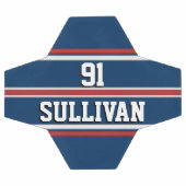 青と赤のスポーツストライプ（選手名と番号付き） サッカーボール (フラット)