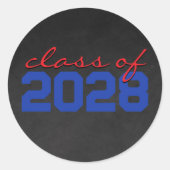 青と赤のダークチョークボード卒業 ラウンドシール (正面)