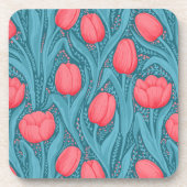 青と赤のチューリップ コースター (正面)