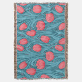 青と赤のチューリップ スローブランケット (正面縦)