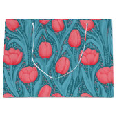 青と赤のチューリップ ラージペーパーバッグ (正面)
