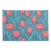 青と赤のチューリップ 枕カバー (裏面-右)