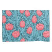 青と赤のチューリップ 枕カバー (正面右)