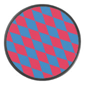 青と赤のバイエルダイヤモンド国旗のパターン アイスホッケーパック (正面)