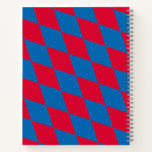 青と赤のバイエルダイヤモンド国旗のパターン ノートブック (裏面)