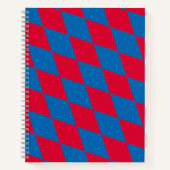 青と赤のバイエルダイヤモンド国旗のパターン ノートブック (正面)