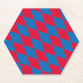 青と赤のバイエルダイヤモンド国旗のパターン ペーパーコースター (正面)