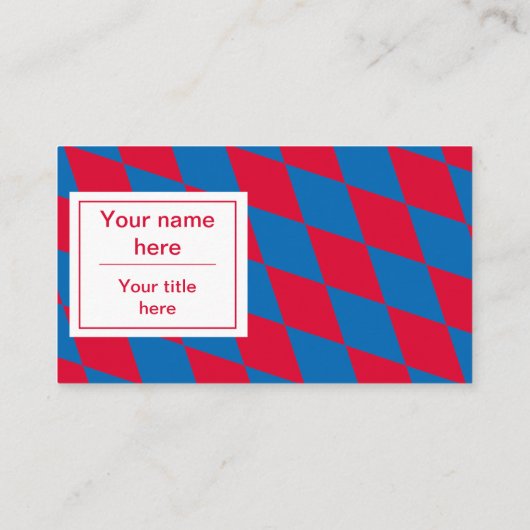 青と赤のバイエルンのダイヤモンド国旗のパターン 名刺 (裏面)